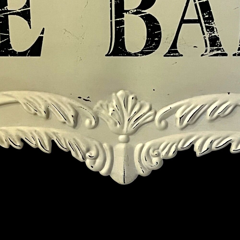 French Country Le Bain Ornate Bathroom Wall Sign Shabby Chic 17” x 12” - Picture 5 of 6
